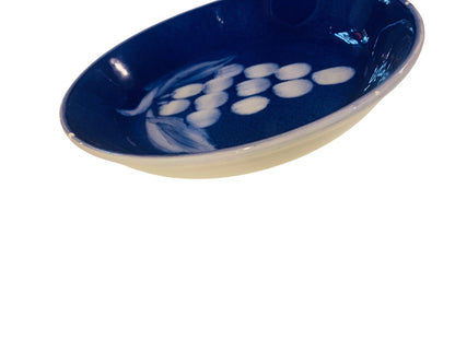 Pasta Bowl Vitantonio Cobalt Blue Made in Italy 8.5" x 1.5" Grape  Chips on Rim 1990s