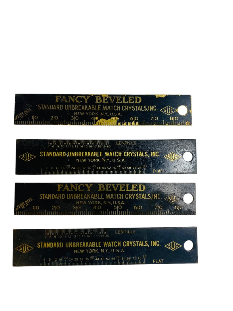 Vintage Brass mm Rulers Watch Repair Set of 4 Standard Unbreakable Watch Crystals