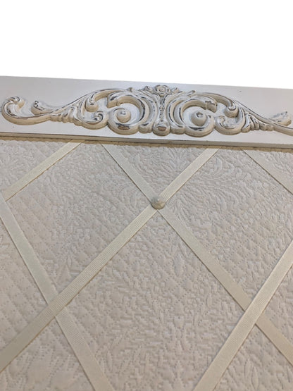 Ready to Hang Fabric Pin Board White Shabby Chic Bulletin Board Wooden Frame 21.7"w x 26"h