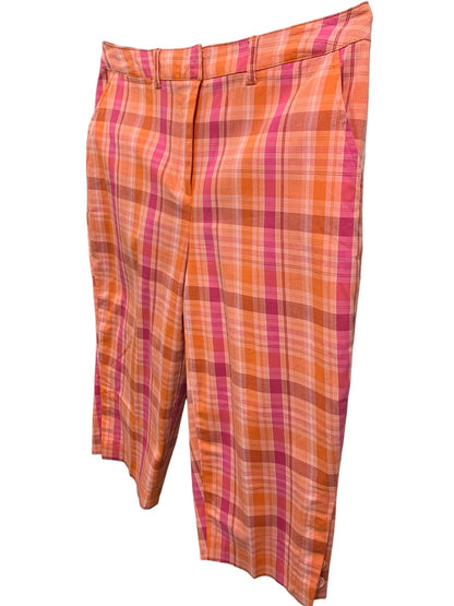 Size 8 St Johns Bay Womens Plaid Bermuda Shorts Stretch Fabric Orange Pink