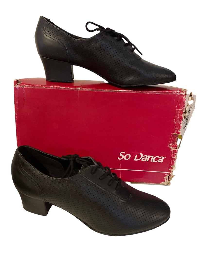 Size 6L So Danca Black Ballroom Dance Practice Lace Up Black Shoes