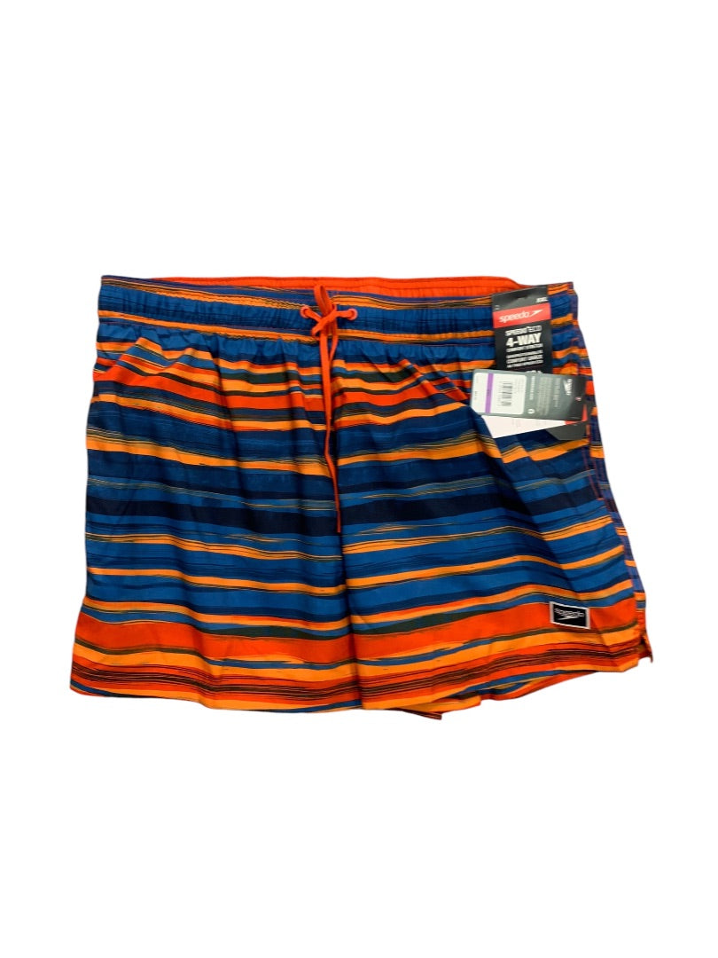 XXL Speedo Mens New Swim Trunks Orange China Blue Stripe Lined