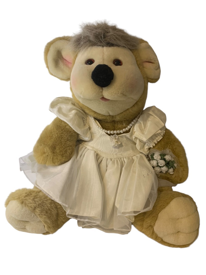 Vintage 1990s Linda Novick Handcrafted All Stuffed Up Bear "Bride" 18"