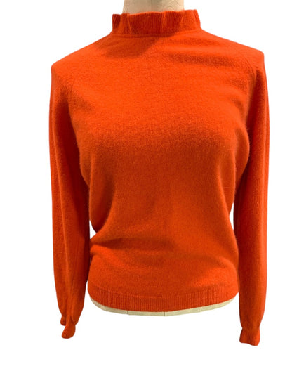 Large Girltown Womens Sweater Vintage 1960s with Tag Orange Mockneck Soft