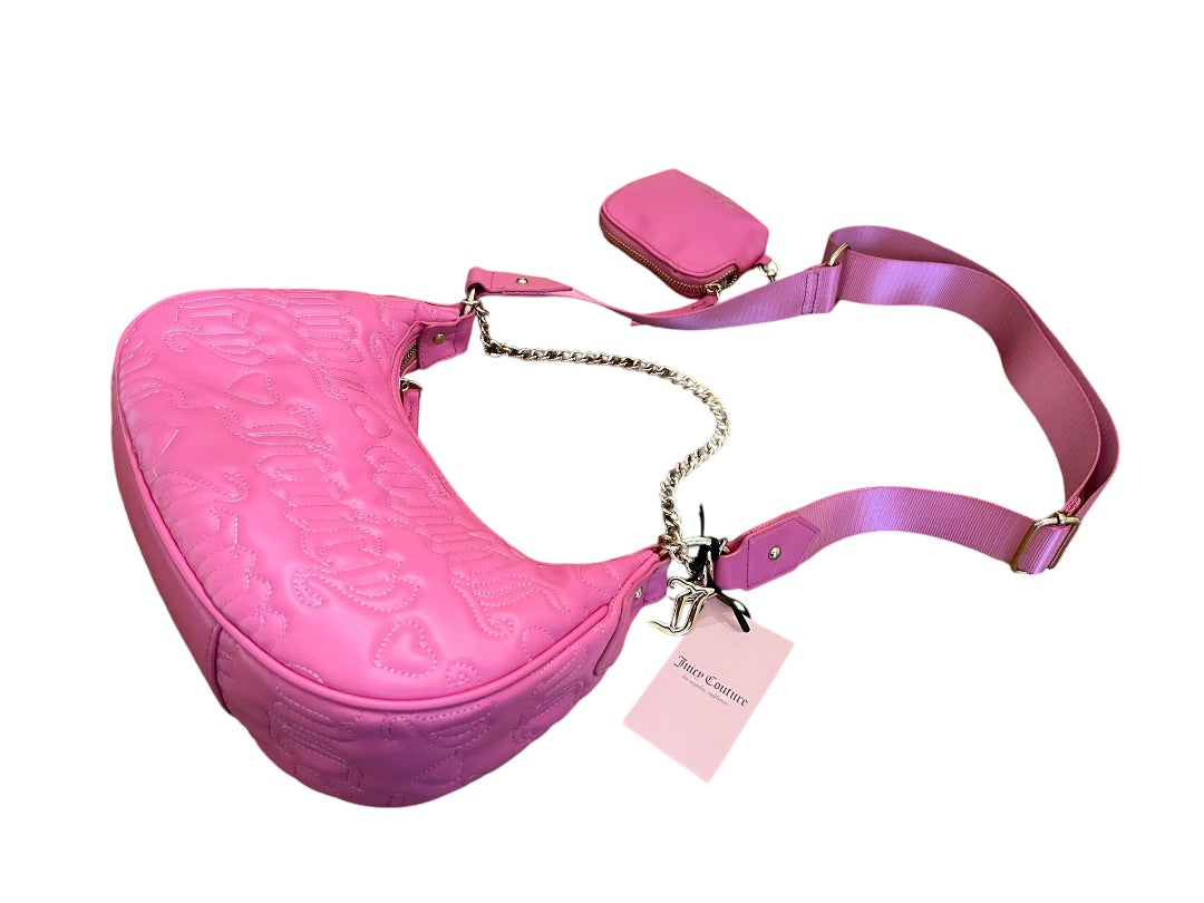 Juicy Puff Half Moon Crossbody Adjustable Strap Purse Pink NWT