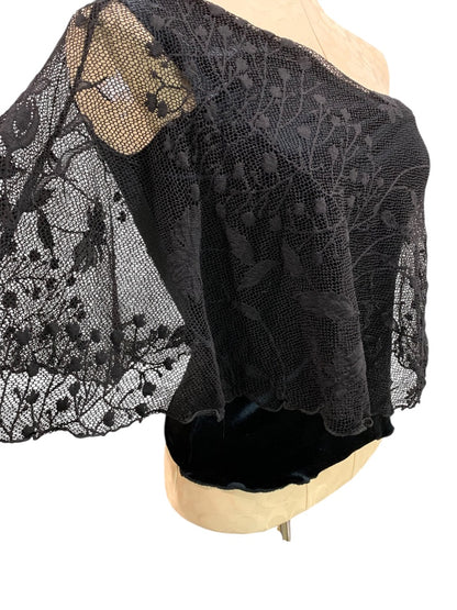 Medium Arden B Womens Black One Shoulder Top Velour Lace Overlay