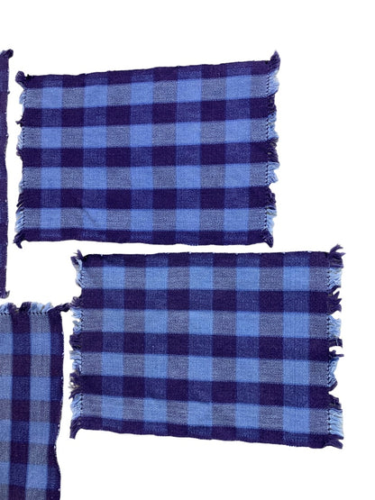 Set of 4 20 x 13 Inch Placemats Blue Buffalo Check Plaid Table Linens