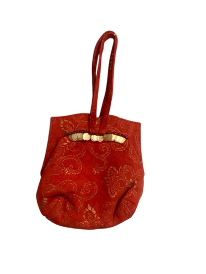 Michelle LaLonde New York 1990s Evening Bag Red Brushed Fabric Gold Detail