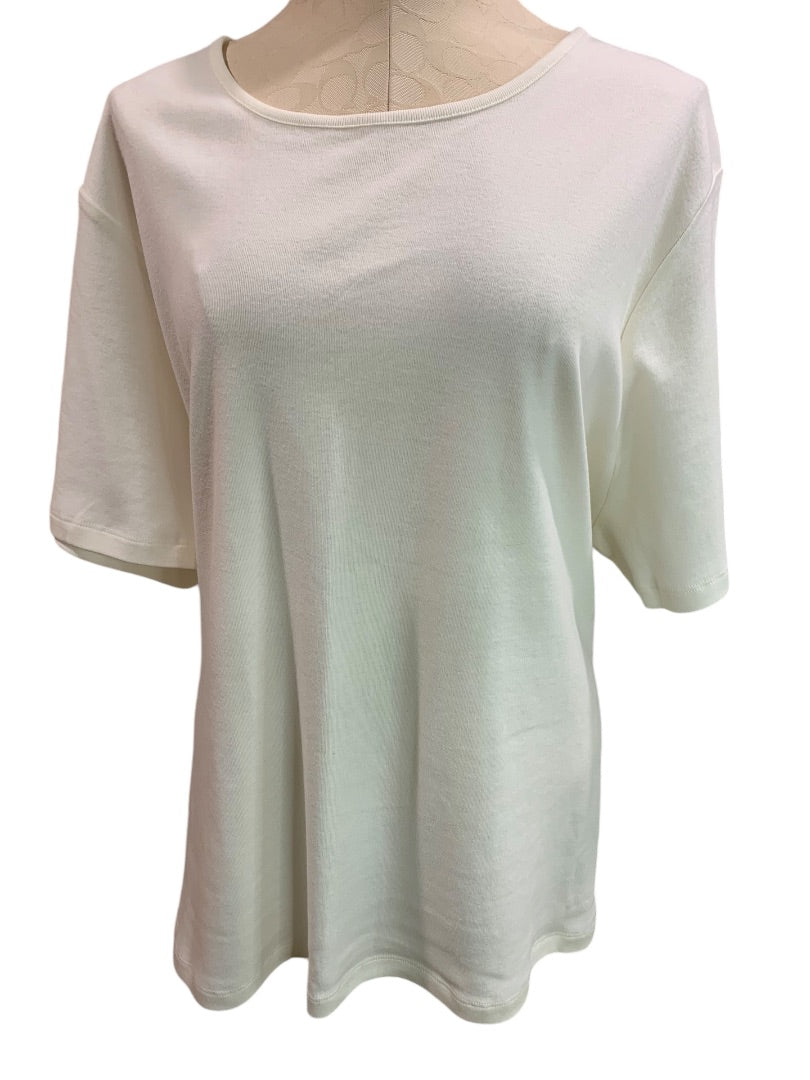 3X Appleseed's Womens Ivory Plus Size Short Sleeve Cotton