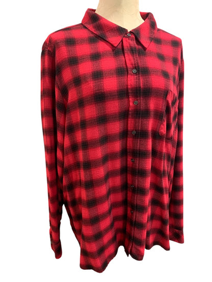 3X Westbound Woman Soft Flannel Button Up Shirt Plaid