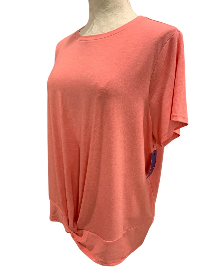 XXL Apt 9 Womens New Coral Twist Hem Tshirt Soft Short Sleeve