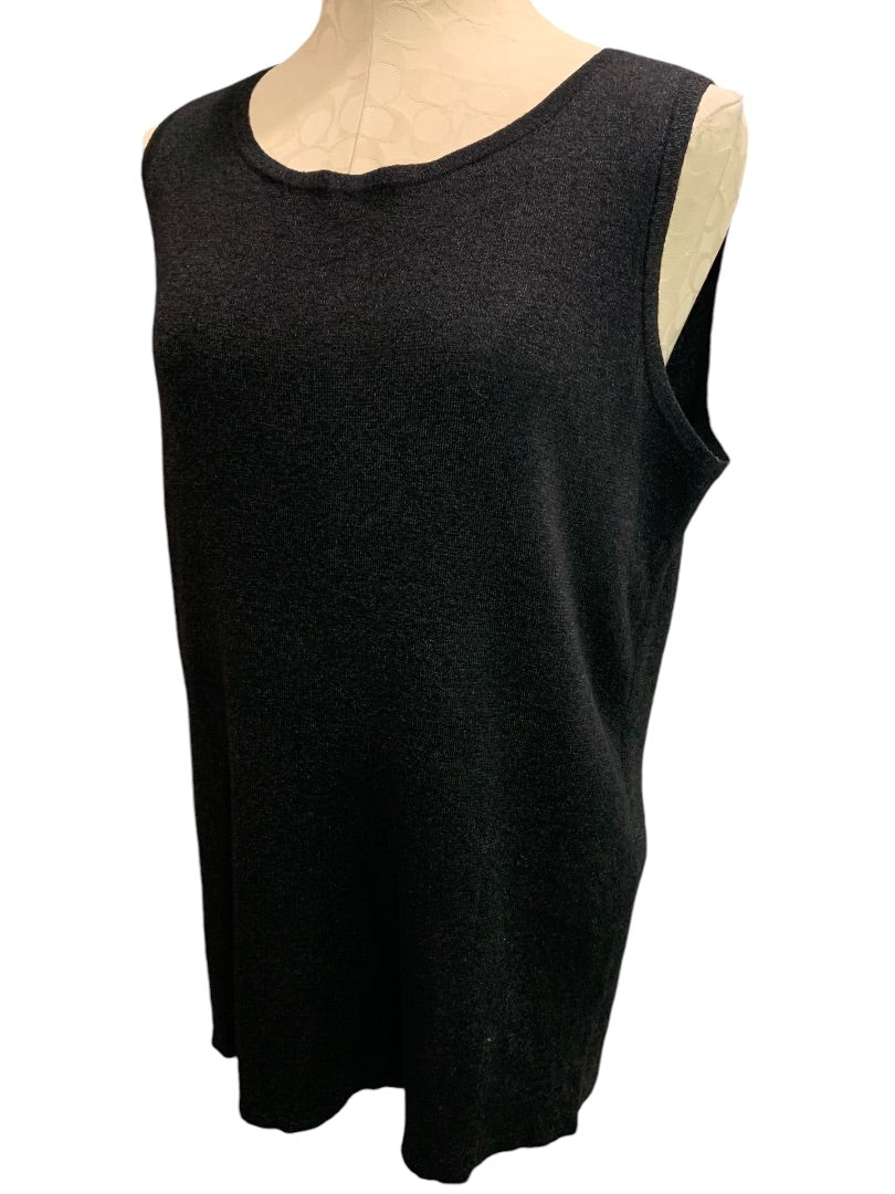 1X RSVP by Talbots Womens Black Sweater Knit Sleeveless Shell Top Metallic