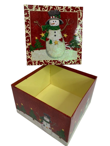 Set of 3 Holiday Christmas Boxes Gift Box Snowman 8 5 4.5 Inch