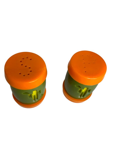 Plastic St Labre Indian School Salt and Pepper Shakers Orange Green