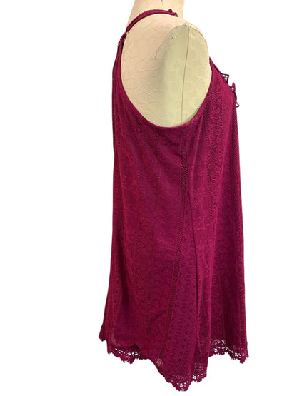 Large Xhilaration Womens Raspberry Stretch Lace Lined Shift Dress Sleeveless