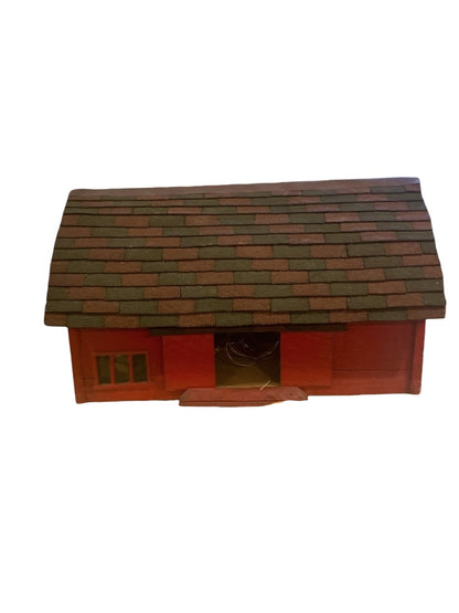 Vintage Primitive Wooden Farmhouse Miniature Barn Shed 1940s Red 27.5 Inches