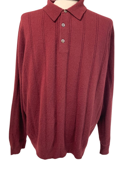 XL Tasso Elba Mens Cashmere Sweater Collared Burgundy