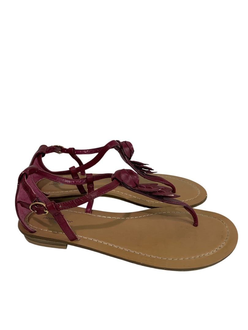 Size 8 Jaclyn Smith Womens Flat Sandals Rosette Belle Raspberry Color