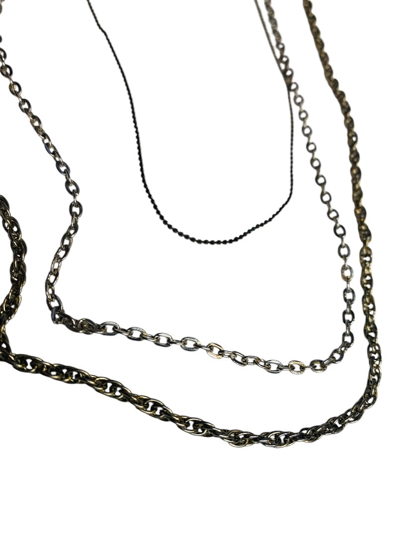 3 Vintage Silvertone Chain Necklaces Spring Clasps 16 22 24 Inch