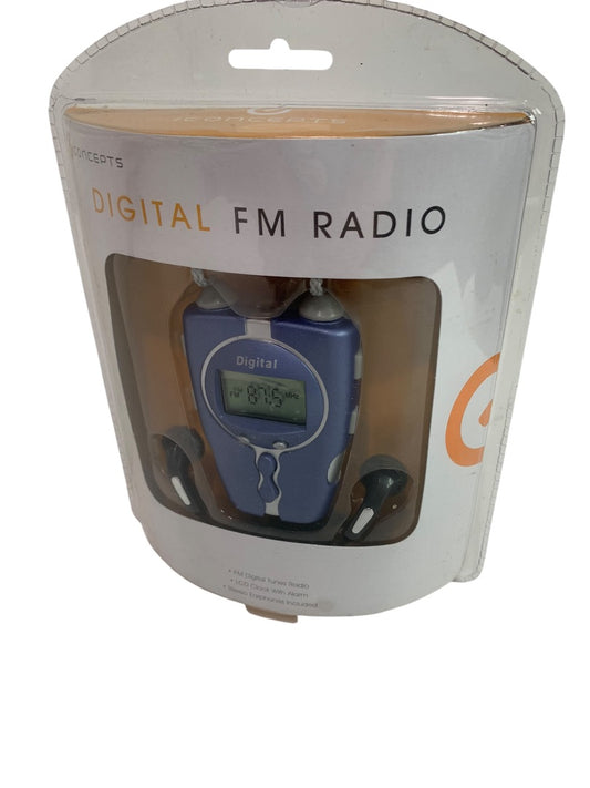 iconcepts Digital FM Radio Sealed New Earphones LCD Clock