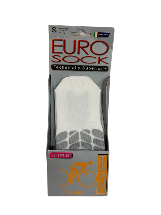 Small Euro Sock Light Weight Bike Silver Cycle Quarter EU202 Unisex
