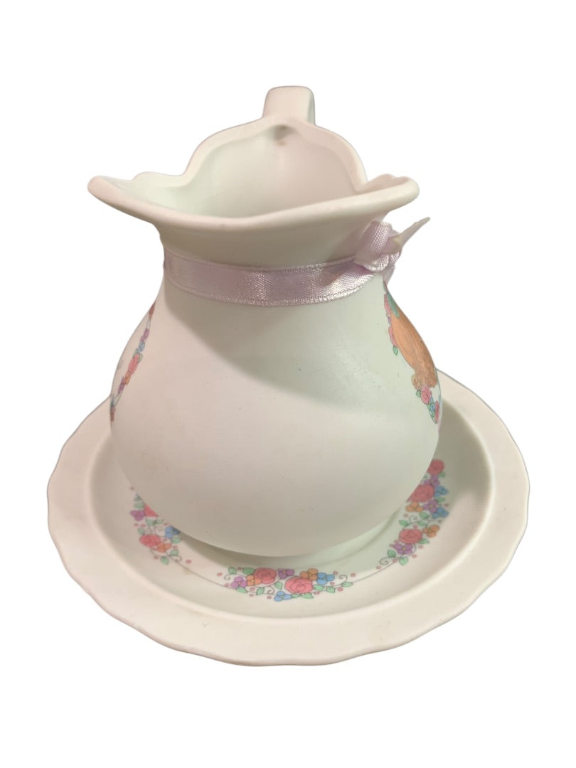 Precious Moments 1992 Decorative Pitcher and Saucer Kitten 3.5 Inch