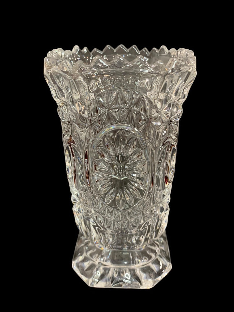 Lead Crystal Pressed Glass Ruby Red Bird Vase 5.75 Inches