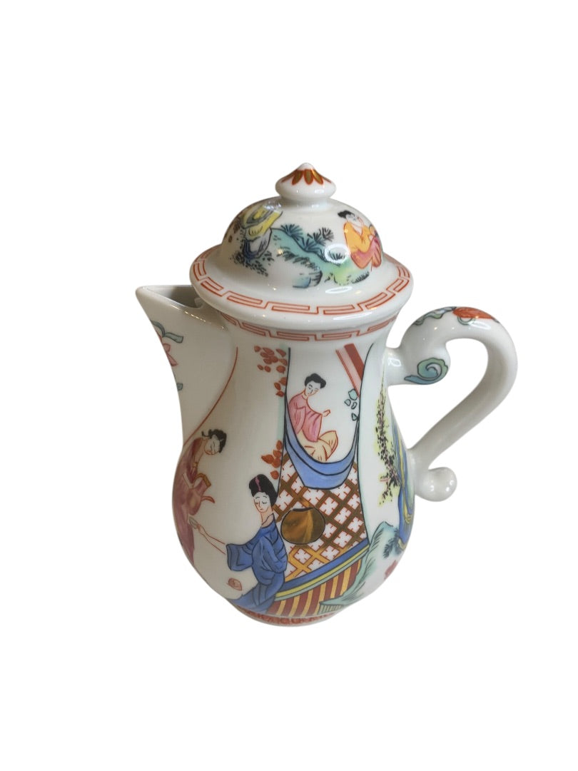 1980s Frankin Mint Fine Porcelain Collection Lidded Teapot 6 Inch
