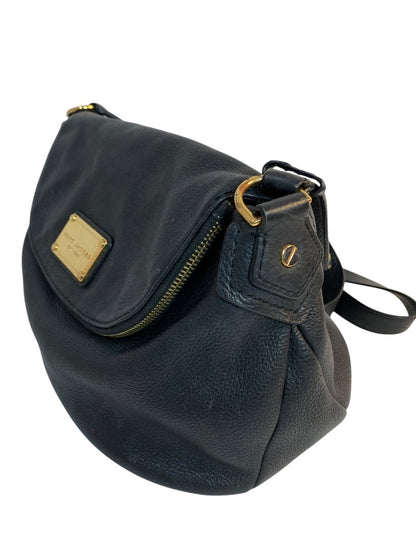 Marc Jacobs Crossbody Bag Purse Black Pebbled Leather Foldover