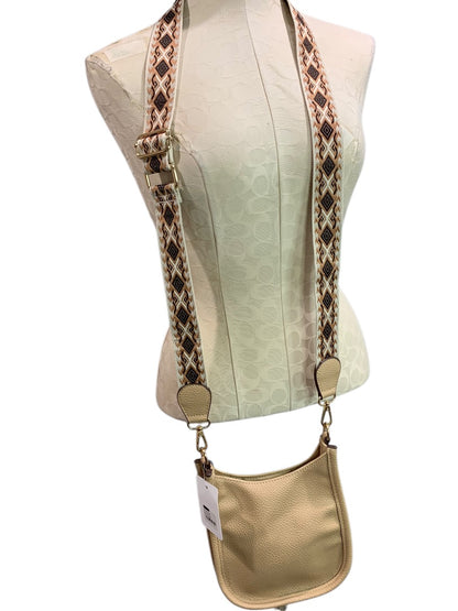 J.Spencer New Crossbody Handbag Tan Pebbled Vegan Leather Boho Strap