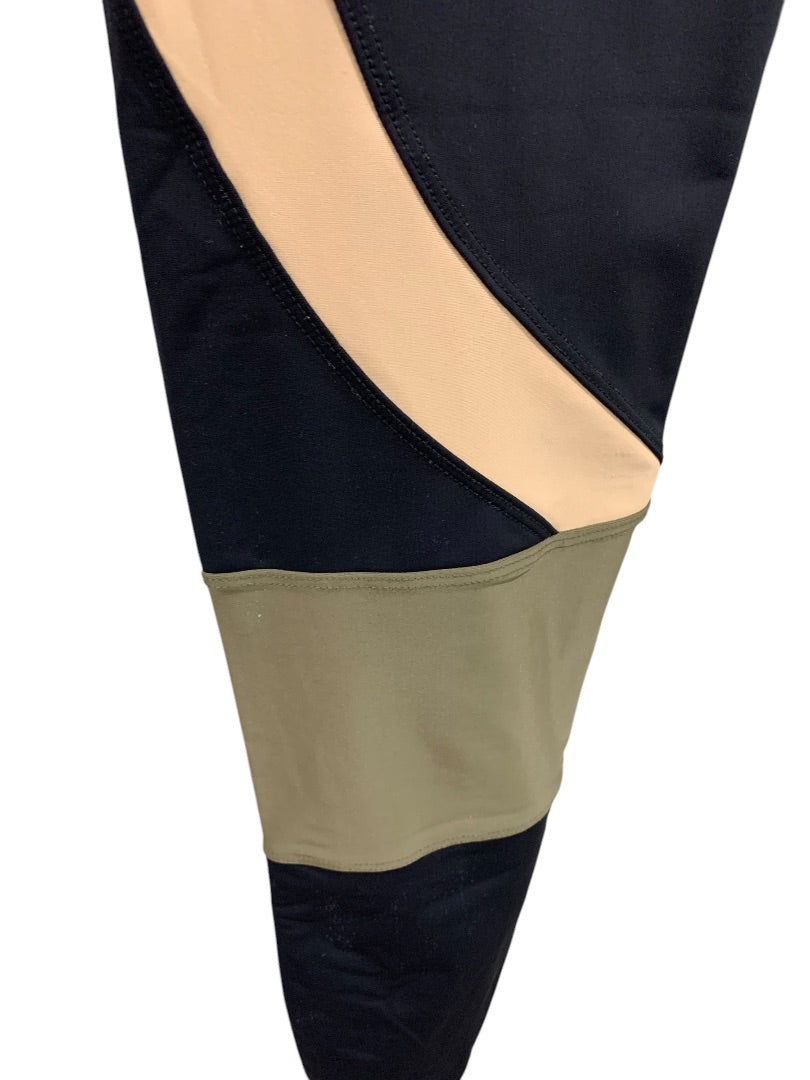 Medium Large Onzie Womens Activewear Leggings Color Block Mesh Calf
