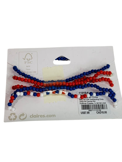 Claires New Set of 5 USA Patriotic Stretch Bracelets Red White Blue