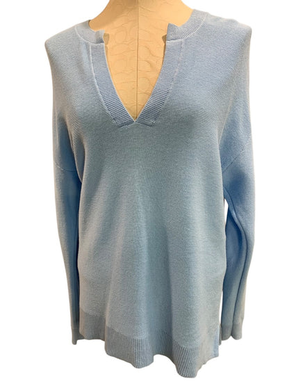 Medium LOFT Womens Powder Blue Lightweight V-Neck Sweater