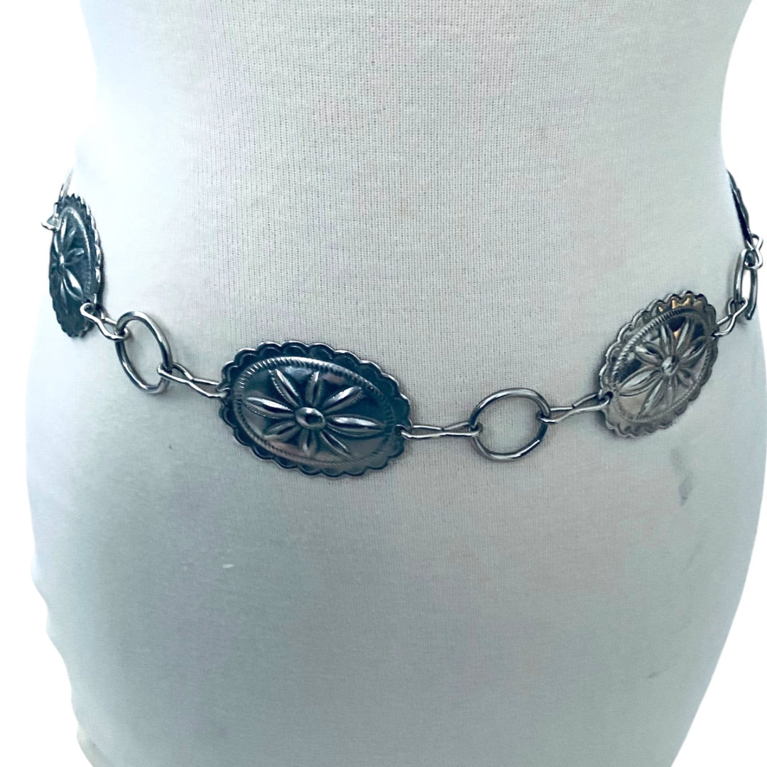 Vintage Silvertone Link Medallion Belt Adjustable to 33 Inches