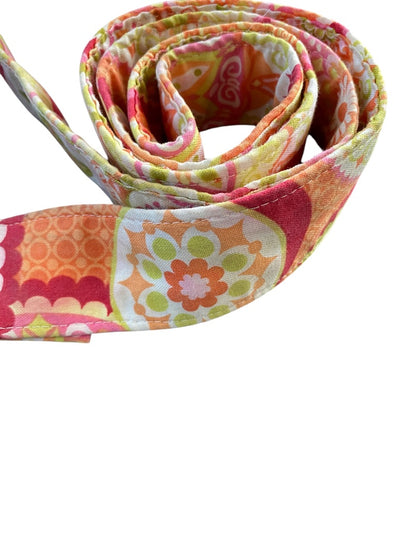 Small Chickadees Preppy D-Ring Fabric Belt Green Orange Floral 1.5 Inch Width