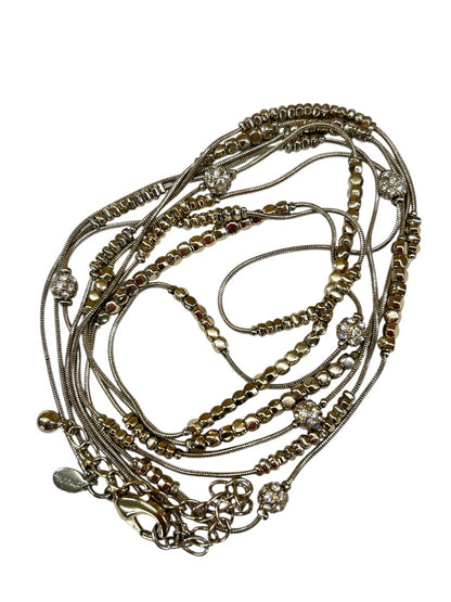 Chicos 2 Strand Brushed Goldtone Dual Strand Sparkly Long Strand String Lobster Clasp