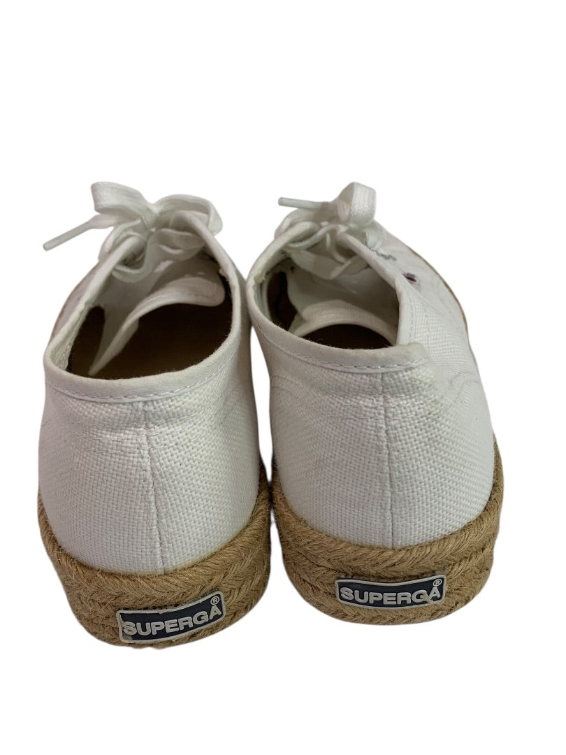 Size 39 Superga Womens Espadrille Canvas White Sneakers Platform