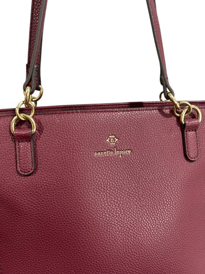 Nanette Lepore Merlot Vegan Zip Top Tote Bag Goldtone Hardware