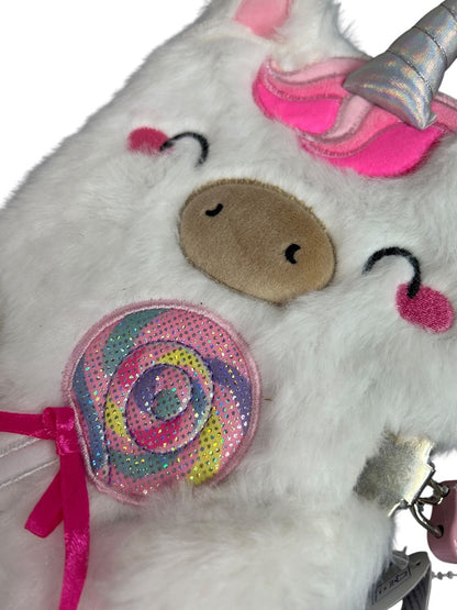 Claires New Plush Lined Journal Diary Locking Unicorn 8 x 6 Inch