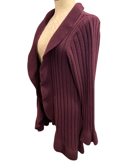 18/20 Avenue Sweater Collection Womens Eggplant Open Cardigan