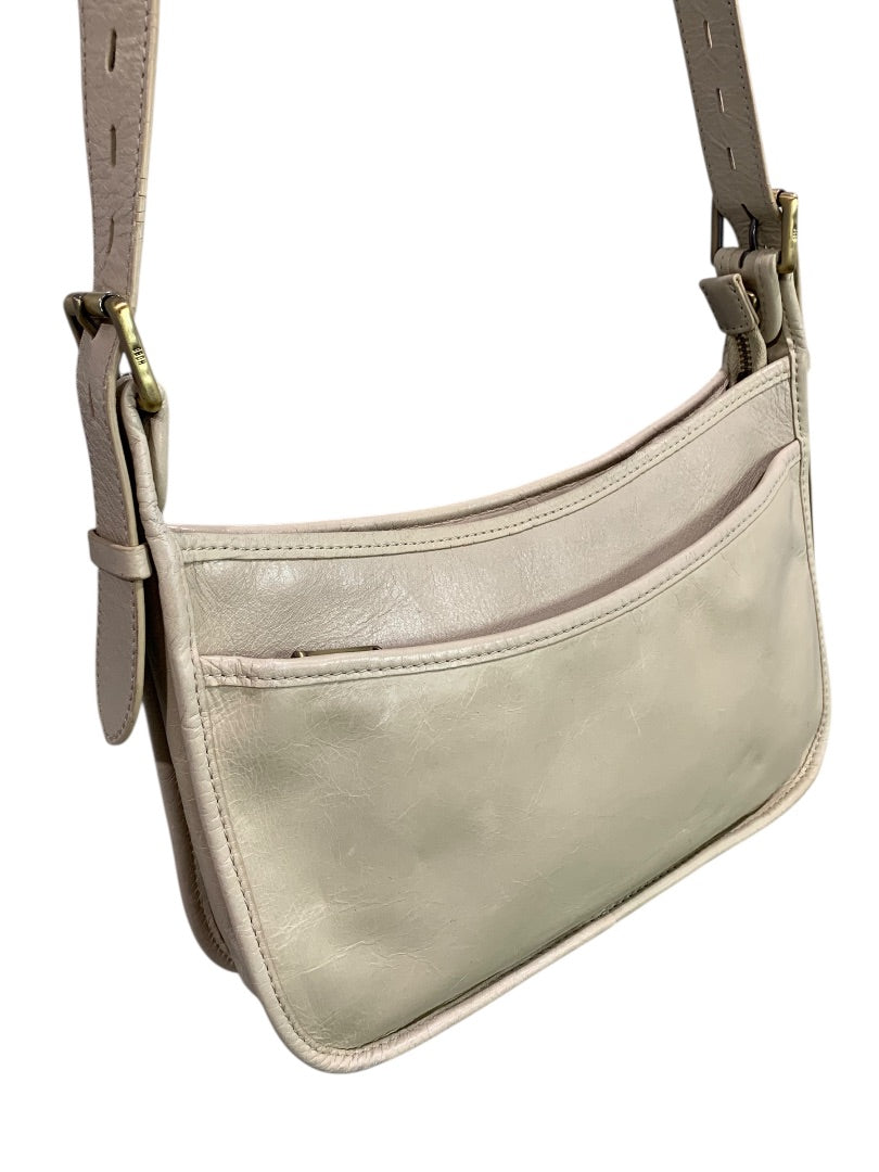 Hobo Brand Beige Leather Shoulder Bag Crossbody Strap Adjustable Zip Top