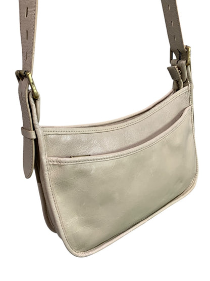Hobo Brand Beige Leather Shoulder Bag Crossbody Strap Adjustable Zip Top