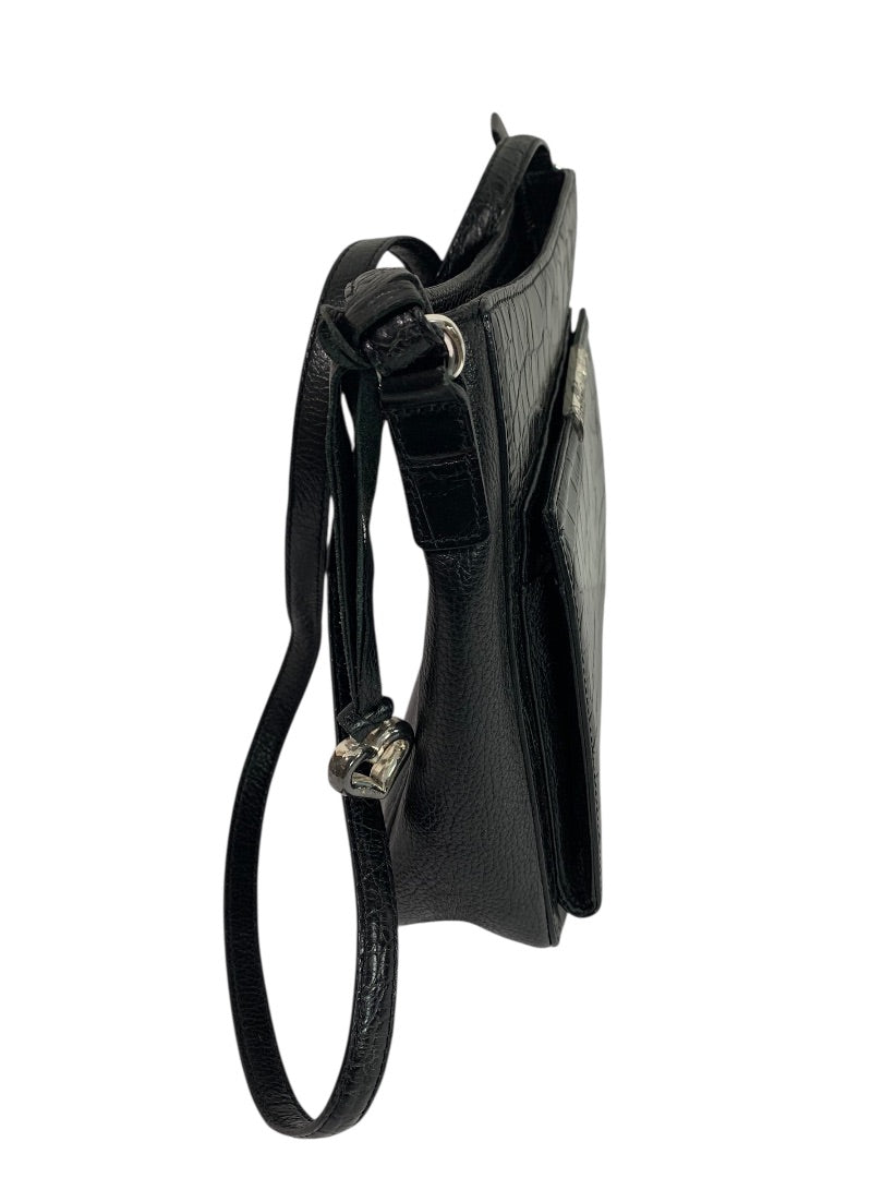 Brighton Black Embossed Crossbody Handbag Pebbled Leather
