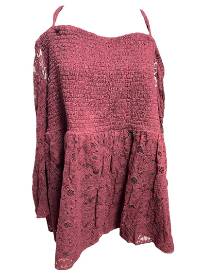 4X Torrid Womens Cold Shoulder Shirt Lace Smocked Bodice Blouse