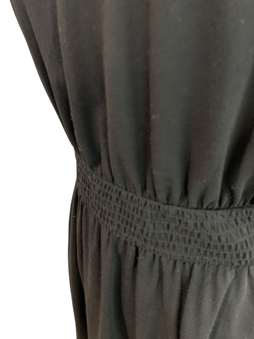 XSP Loft Petites Black Knit Pullover Dress Banded Waist Short Sleeve