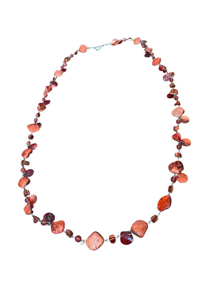 Lane Bryant Adjustable Orange Plastic Beaded Silvertone Necklace 45 Inch