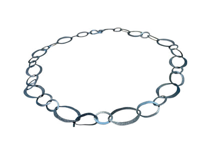 Large Oval Interlinked Chain Necklace Gun Metal 34 Inch Hook Closure