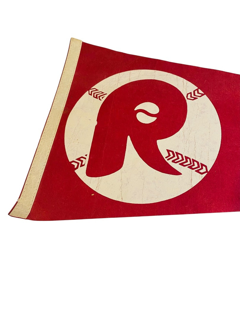 Vintage 30 Inch Reading Phillies Pennant Souvenir Felt Flag Baseball