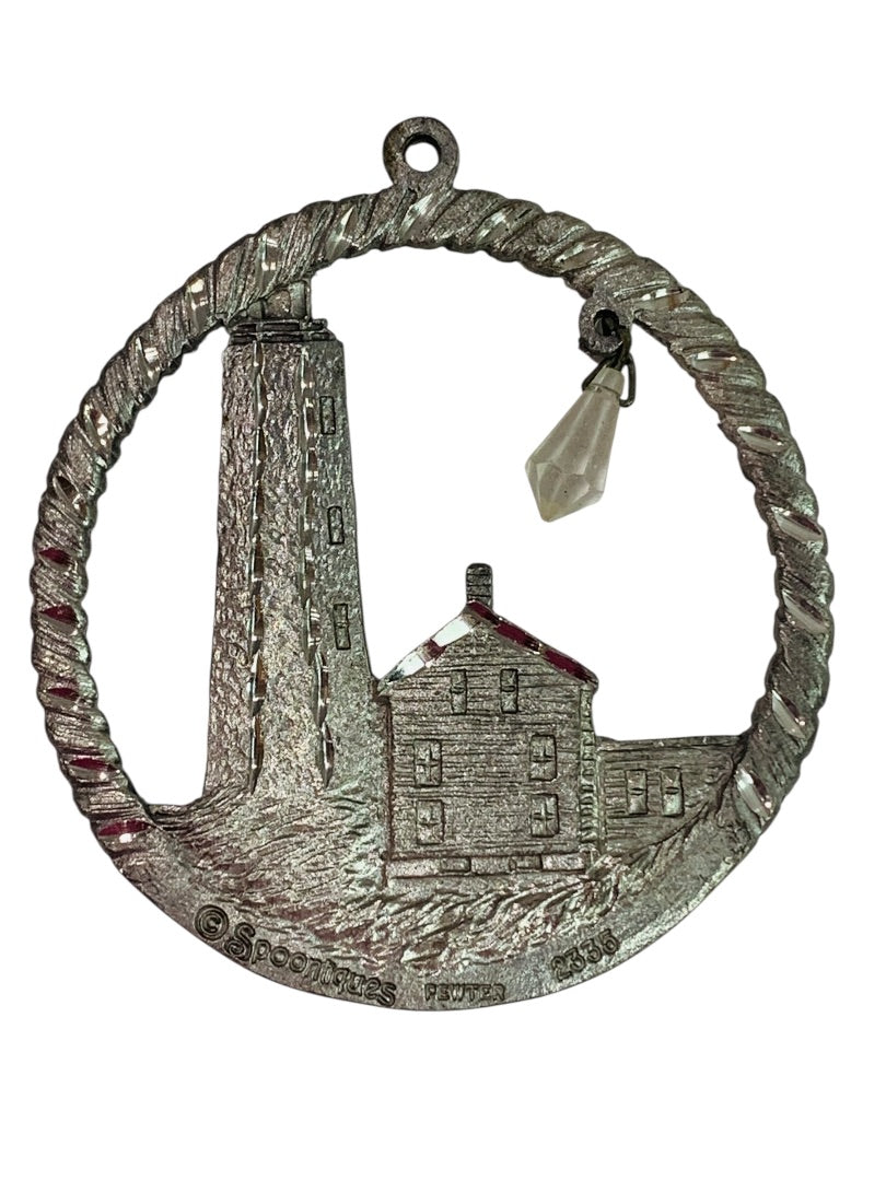 Spoontiques Pewter Lighthouse Ornament Crystal 3" #2335 Suncatcher
