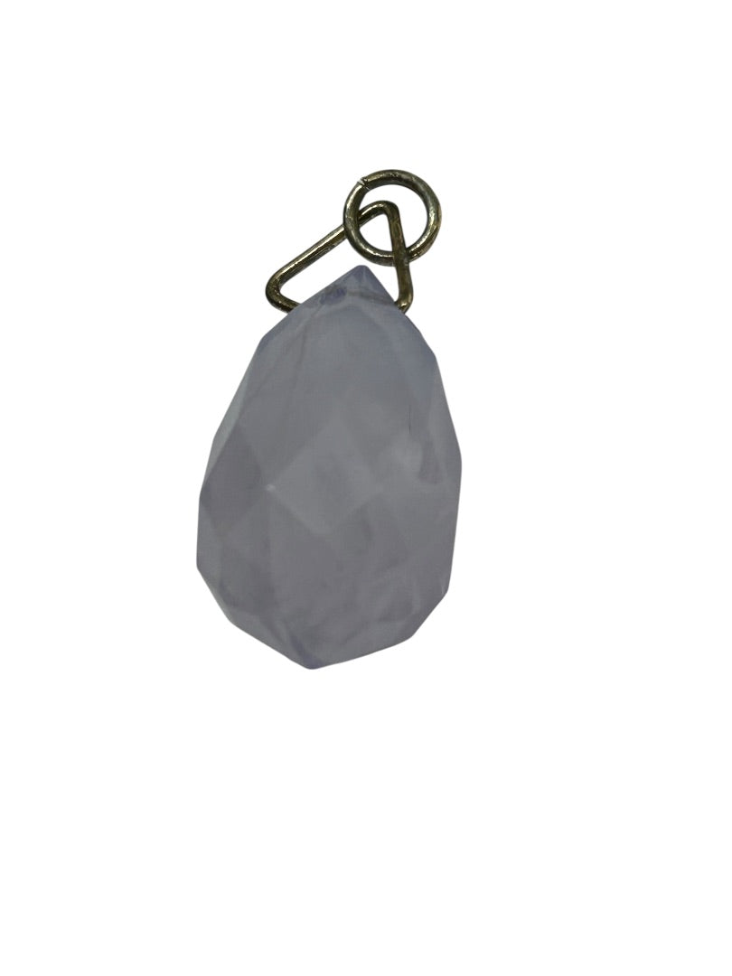 Acrylic Lavender Pendant Faceted Silvertone Jump Ring .75"